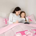 thumbnail image 4 of spefrowx Coquette Style Letter K Bow Print Queen Comforter Set, Vintage Princess Ribbon Comforter Sets Queen, Pink Reversible, 3-Piece, 1 Comforter and 2 Pillowcases, 4 of 6