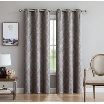 Evelyn Embossed Thermal Grommet Blackout Curtains Room Darkening, Noise Reduction Fabric Blocks 97% of Sunlight (Panel Pair 38" W x 84" L, Light Grey)
