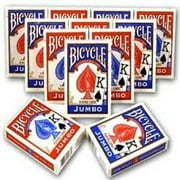Bicycle Poker Standard Size Jumbo Face Index Playing Cards, Blue Red, 12 Piece by