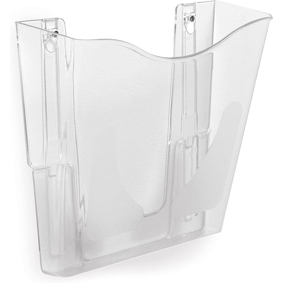 Elegant Clear Booklet Display Stand, Wall-Mountable Acrylic Brochure Holder for A4 Flyers, Multipurpose Brochure Holder with Clip Mechanism, Durable Acrylic Construction,
