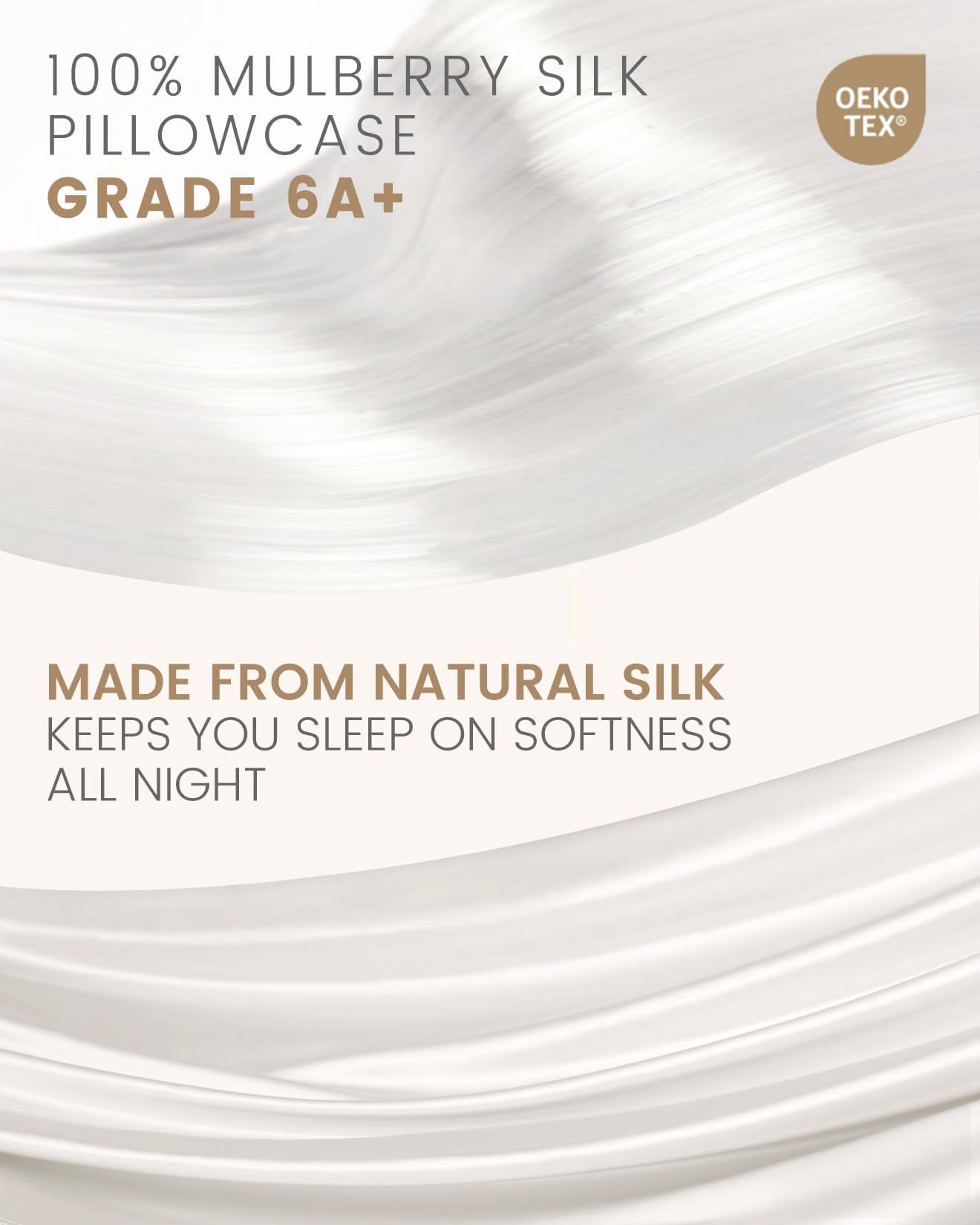 THXSILK 19 Momme Silk Pillowcase, Mulberry Silk Pillow Case with Hidden Zipper, Both Sided 100% Natural Mulberry Silk, Standard Size(20"x26"), White
