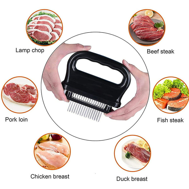 JY COOKMENT Meat Tenderizer Tool with 24 Stainless Steel Ultra Sharp Needle  Blades, Kitchen Cooking Tool Best For Tenderizing, BBQ, Marinade