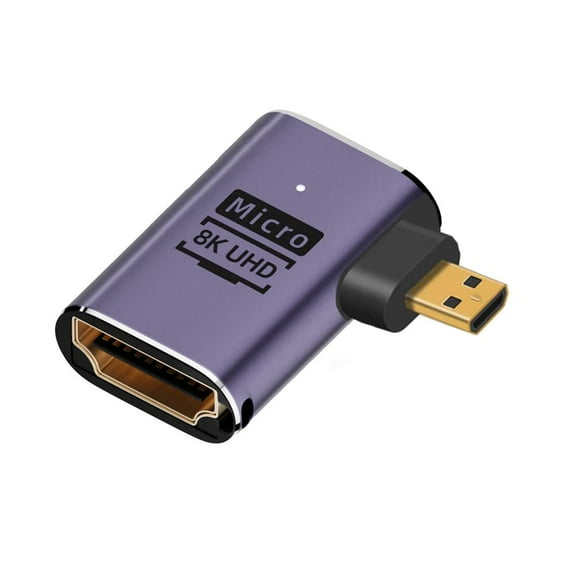 JSER Right Angled Micro HDMI Male to HDMI 2.1 Female UHD Extension Gold Converter Adapter Support 8K 60hz HDTV