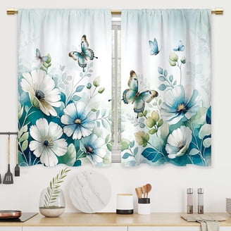 Green Leaf Curtains 42 x 63 Inch, Fresh Botanical Window Panels with ...