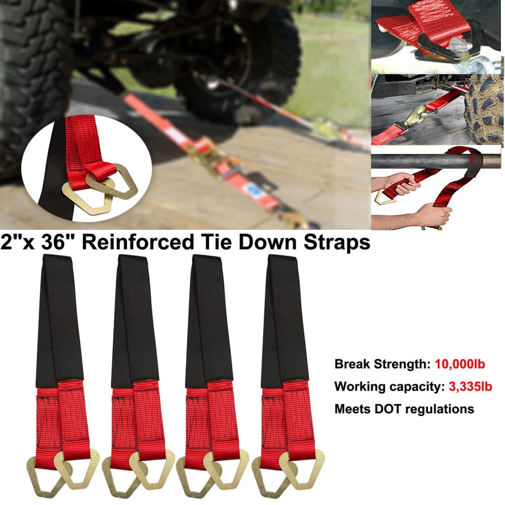 Red 3,335lbs Workng Load Limit Set of 2-2"x36" Axle Straps Tie Downs 