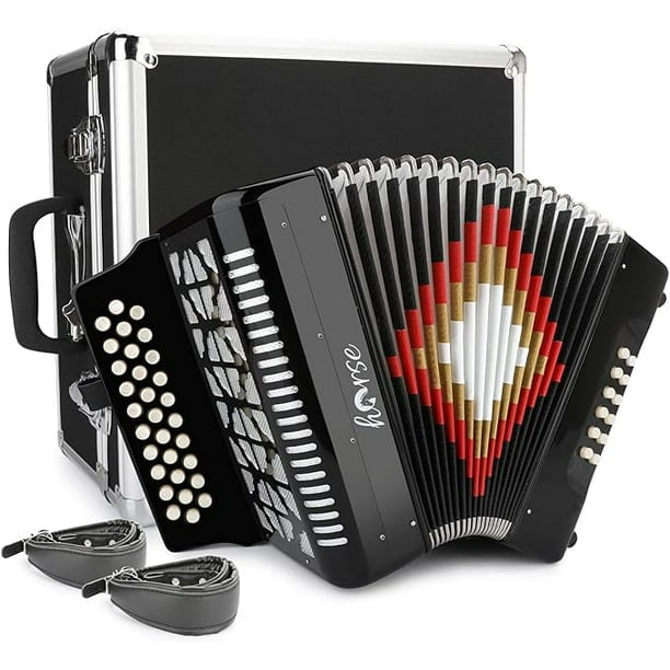Accordion Horse, 31 teclas, 12 bajos, 3 filas, GCF, diatónico, con funda