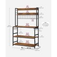 thumbnail image 3 of VASAGLE Bakers Rack with Power Outlet, Microwave Stand, Kitchen Tall Utility Storage Shelf, with Metal Wire Panel, 14 Hooks, 40 x 100 x 170 cm, Rustic Brown and Black, 3 of 6