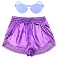 thumbnail image 1 of Shorts metálicos holográficos morados Perfashion para mujer, 1 of 7