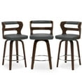 thumbnail image 4 of Dycanpo 26" Counter Height Bar Stools Set of 3, Swivel Counter Stools with Back for Kitchen Island, Dark Gray, 4 of 9
