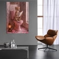 thumbnail image 4 of Mudket Cheetah on Pink Toilet Reading Newspaper Canvas Wall Art, Funny Bathroom Humor Wall Decor Pictures Waterproof Print for Bathroom Powder Room Home Decor , Framed Ready to Hang - 12"L x 8"W, 4 of 9