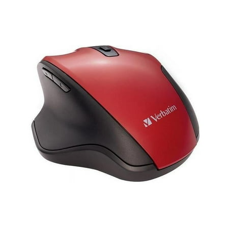 UPC: 0023942702436 | Verbatim Silent Ergonomic Wireless Blue LED Mouse – Red Blue LED – Wireless – Radio Frequency – 2.40 GHz – Red – 1 Pack – USB – 1600 dpi