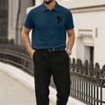 thumbnail image 2 of OIOLOYJM Mens Polo Shirts Short Sleeve Casual Quick Dry Mesh Hawaiian Golf Shirts Breathable Work Sport Collared Clothes Blue L, 2 of 5