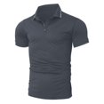 thumbnail image 4 of Yindaity Men's Slim-Fit Cotton Pique Polo Shirt Grey,XL, 4 of 5