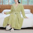 thumbnail image 3 of Wiyuqeen Womens Long Fleece Robe with Hood Warm Soft Anke Length Flannel Bathrobes for Winter Thicker Long House Coat with Pockets, 3 of 5