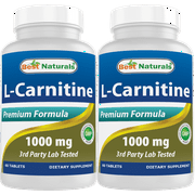 2 Pack Best Naturals L-Carnitine 1000 mg 60 Tablets