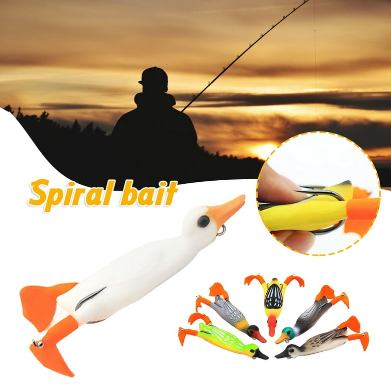 3D Duck Topwater Fishing Lure Plopping and Splashing Feet Soft Fishing Tackle Duckling Floating Artificial Bait 360 Rotating Flippers for Fishing