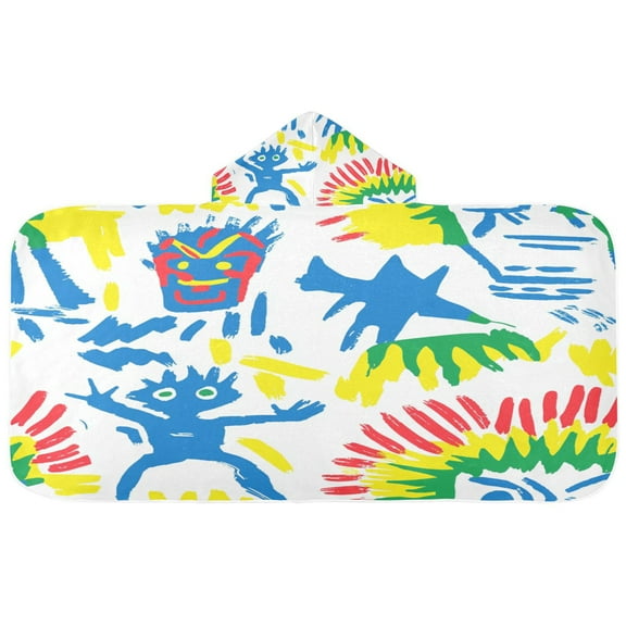 Colorful Minions 50x23.5" Baby Hooded Bath Towel Poncho, Quick-Dry and Triangle Pocket, Kids' Essential