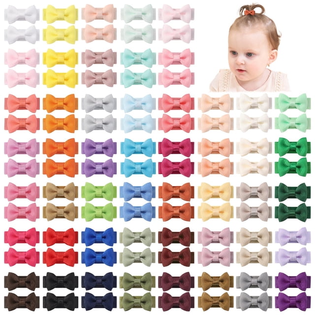 100 Clips para el Pelo yoyokid con Lazo de Cinta Grosgrain de 3.1 cm