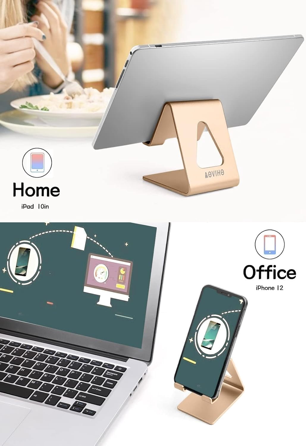 Desk Cell Phone Stand Phone Holder, Aluminum Phone Cradle Dock for iPhone17 16 15 14 13 12 pro Mini 11 X Xs max 8 7 6 6s Plus SE Samsung All Smart Phones, Rose Gold