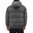 thumbnail image 2 of Men's Heavyweight Removable Hood Insulated Lined Quilted Puffer Zip Up Jacket (Dark Grey, L), 2 of 4