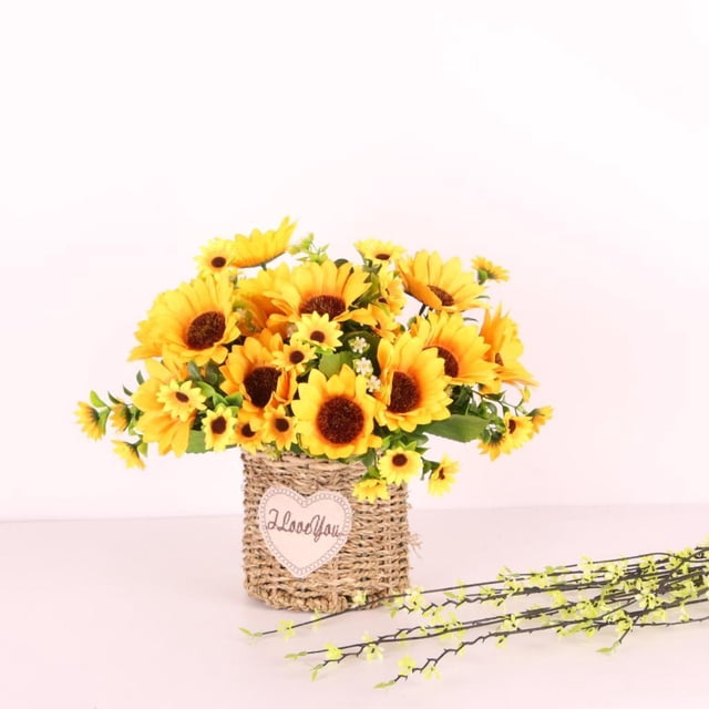 Helianthus De Bouquet De Girasol Artificial Para Decoración De Hoteles Hogar - Amarillo Soledad Ramo de Girasol Artificial