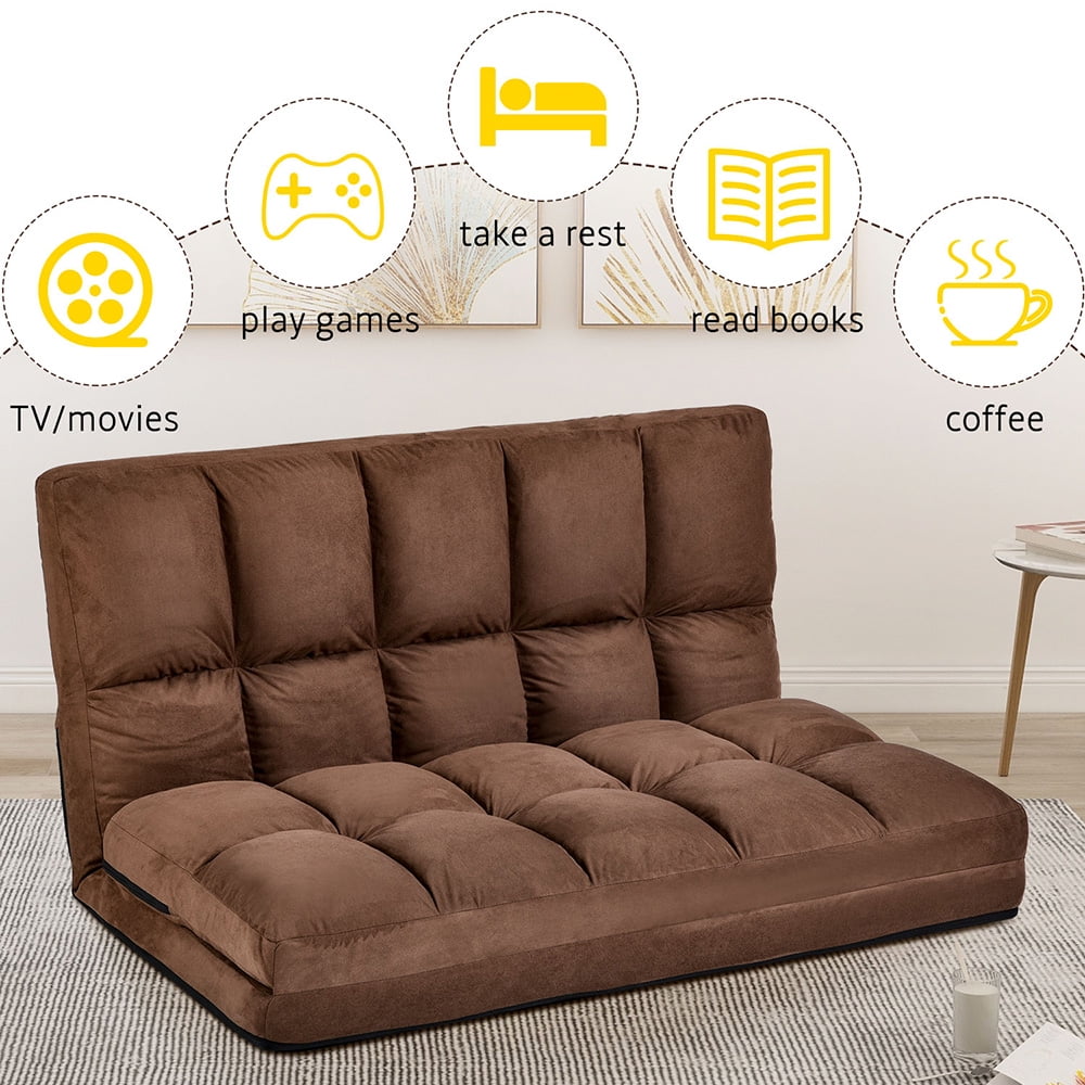 Resenkos Adjustable Lounge Sofa with 2 Pillows, Double Floor Couch Chaise Resenkos Adjustable Lounge Sofa with 2 Pillows, Double Floor Couch Chaise