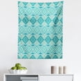 thumbnail image 1 of Teal Tapestry, Abstract Geometric Pattern in Vintage Floral Design Historic Architectural Ornament, Fabric Wall Hanging Decor for Bedroom Living Room Dorm, 5 Sizes, Teal Beige, by Ambesonne, 1 of 1