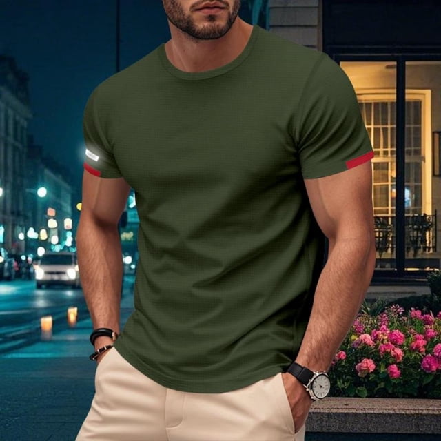 Styesk T Shirts for Man Men's Solid Color Short Sleeved Outdoor Running Sports Breathable Short Sleeve