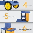 thumbnail image 4 of TUFFIOM  Traditional Cleaning Janitorial 3-Shelf Cart, 500 Lbs Capacity Housekeeping Cart, 42.5" L x 18.7" W x 37.6" H, Wheeled with 22 Gallon Yellow Vinyl Bag and Cover w lid, Blue, 4 of 18