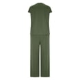 thumbnail image 4 of mihongmao Womens Sweatsuits 2 Piece Set Women's Summer Comfortable Casual Sports Pleated V-neck Short Sleeved Pocket Pants Solid Color Set Army Green XL, 4 of 9