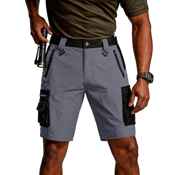 ASDFVBKG Men's Mountain Bike Shorts: Loose Fit Stretch Cargo Shorts with Zipper Pockets for Cycling Hiking Casual Quick Dry Gray 2XL