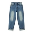 thumbnail image 4 of Karymi Jeans for Women Vintage Loose Straight, High Waist Denim Long Pants, Roll Cuff Wide Leg Trousers with Pockets, 4 of 6