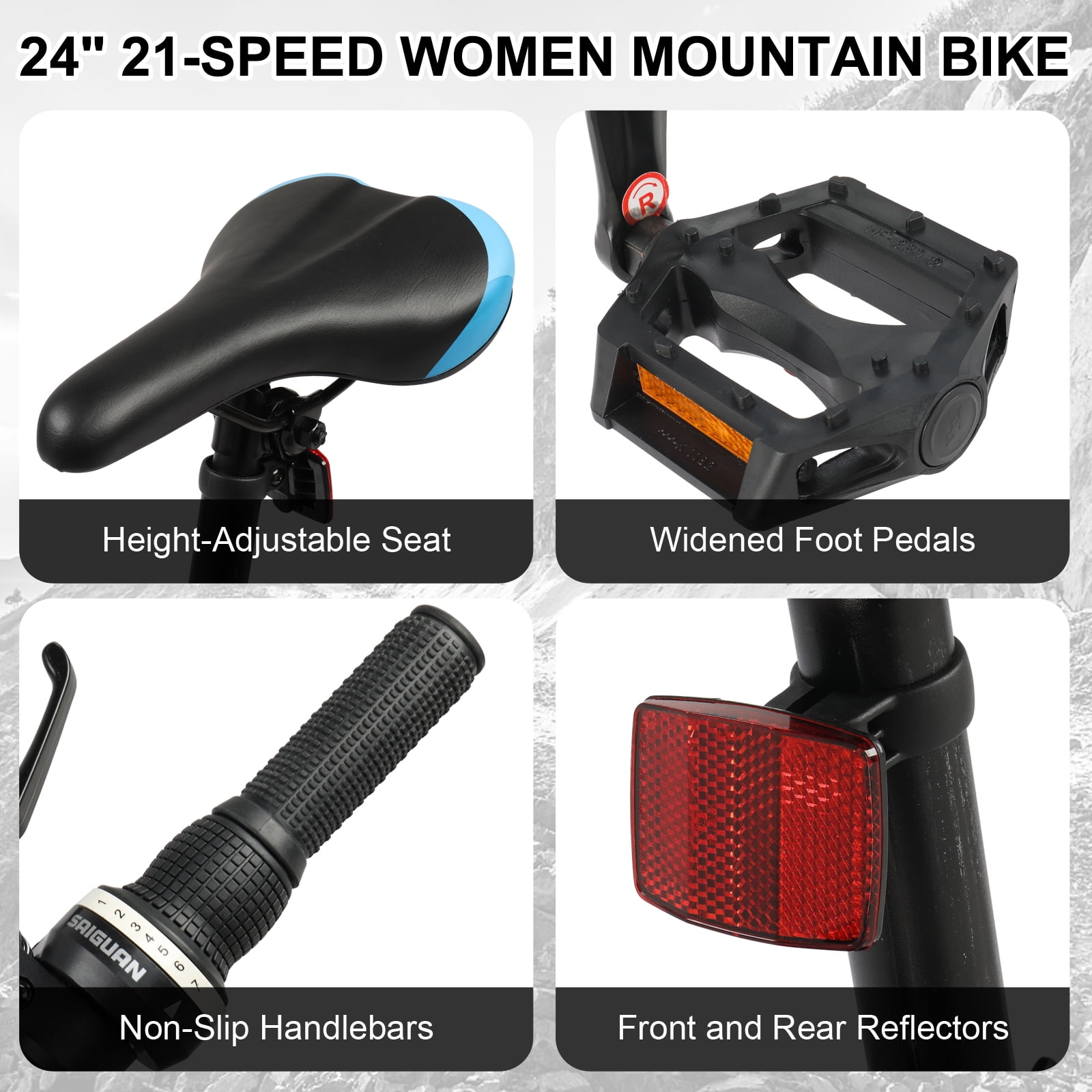 Ktaxon 24 inch Mountain Bike for Women, Dual V Brakes 21 Speeds Women Bike