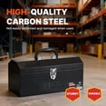 thumbnail image 3 of Black Canyon 16 Inch Tool Box, Metal Tool Box, 0.8mm Carbon Steel, Portable&Padlockable, 4 Non-Slip Foot Pads, Ideal for Trailer, Mechanic, DIY-ers, Car Toolbox, Workshops, Garages, Repair Shops, 3 of 4