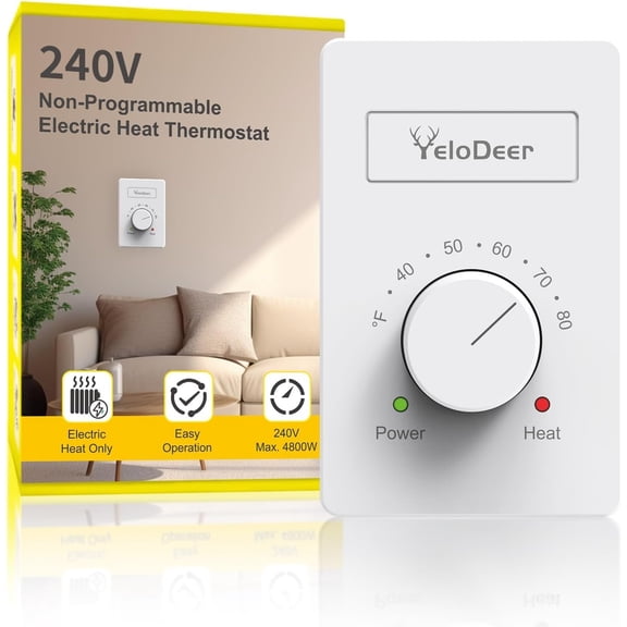 240 V Only 4-Wire Manual Electric Baseboard Heater Thermostat for Home,