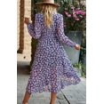 thumbnail image 3 of Vestido PRETTYGARDEN Floral Marino con Cruzado, Cuello en V, Manga Larga, Talla Pequeña, 3 of 5