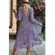 thumbnail image 3 of Vestido PRETTYGARDEN cruzado con escote en V, estampado floral, azul marino, talla grande, 3 of 5
