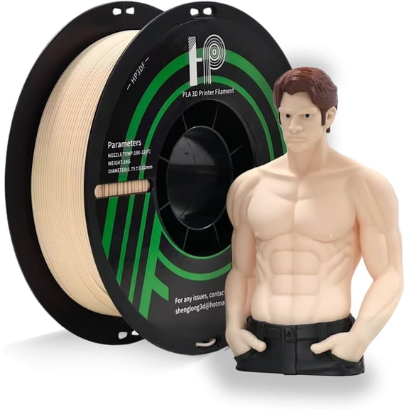 PLA Filament, 3D Printer Filament, PLA Filament 1.75mm Dimensional Accuracy  /- 0.02mm, 1KG Spool (2.2 lbs), Fit Most FDM Printer (Skin Beige)