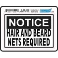 thumbnail image 2 of 5in x 3.5in Notice Hair and Beard Nets Required Sticker Vinyl Decal Sign, 2 of 2