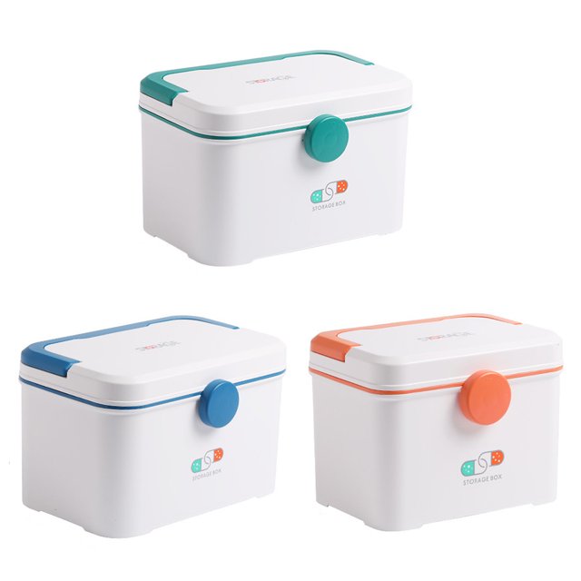 CSChome Boîte de Rangement pour Pilules Boîte de Rangement Portable avec Poignée Grande Capacité Double Couche avec Serrure