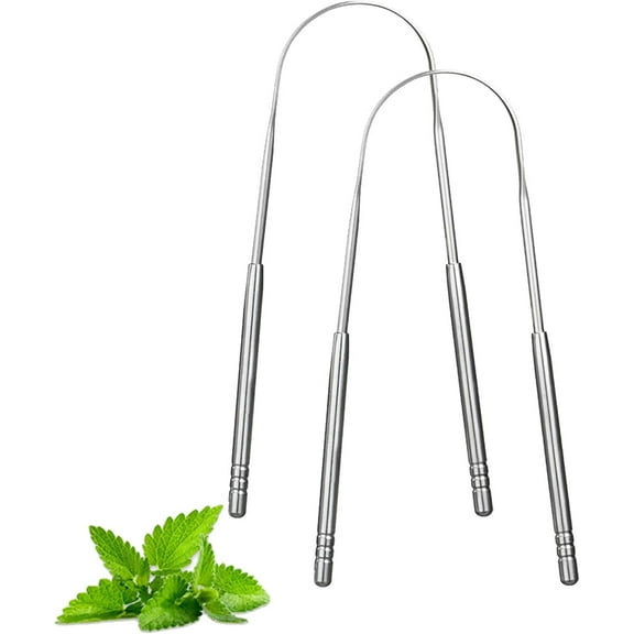 2 Pack Tongue Scraper,stainless Steel Tongue Cleaners,Tongue Scraper for Adults and Kids, Reduce Bad Breath and Fresh Breath(Silver)