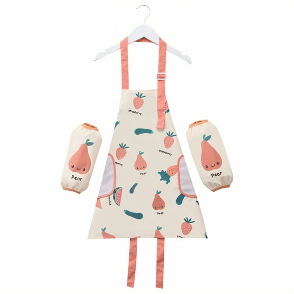 AUQ Kids Apron,Polyester Composition Toddler Apron,Double-Sided Coating Kids Aprons for Cooking,S