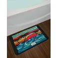 thumbnail image 2 of Aloha Bath Mat, Hawaii Surf Paradise Graphics Interpretation of Waves Palm Trees Tropical Setting, Plush Bathroom Decor Mat with Non Slip Backing, 29.5" X 17.5", Multicolor, by Ambesonne, 2 of 2