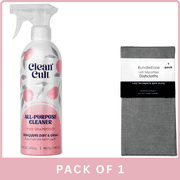 Cleancult All Purpose Cleaner Refillable Aluminum Bottle (PinkGrapefruit), 16fl oz - With Microfiber Solid Color Towel By BundleEase