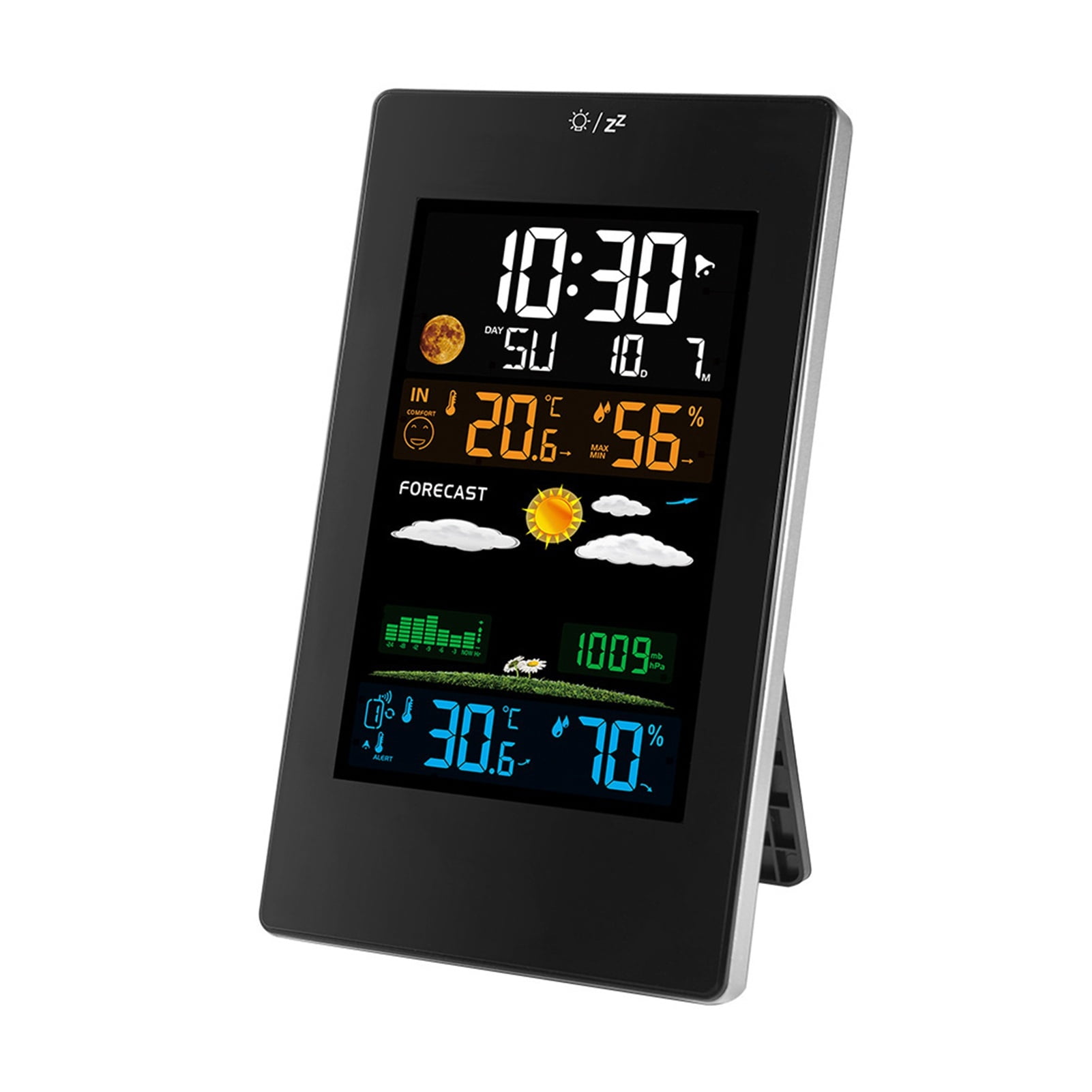 Personal Weather Station Projection Alarm Clock With Outdoor Sensor Projector Dimmable Clock LCD 6 Types Of Weather Forecasts ,Easy to Operate