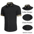thumbnail image 5 of Mens Short Sleeve Dress Shirts Casual Button Down Shirt Inner Contrast Formal Business Shirt Black, 5 of 6