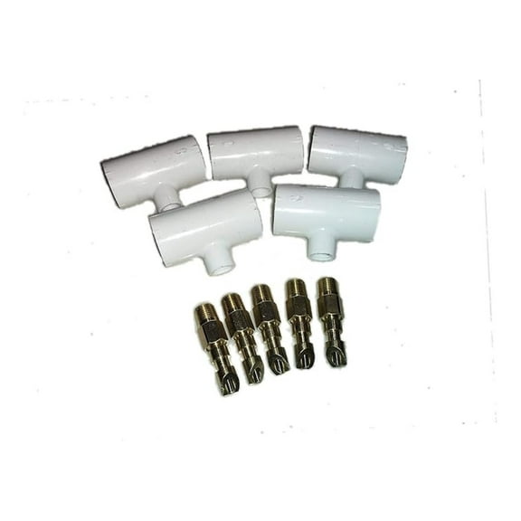 Rabbit Water Nipples 5-Pack   PVC Tees, Rodent Drinking Nipples, Brass Animal Waterer, 1/8" MPT, Low Pressure, Easy Clean