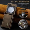 thumbnail image 2 of Dteck for Samsung Galaxy Z Flip5 5G Magnetic Case, Retro PU Leather Wallet Case Detachable with Trifold Wallet Cash Slot Credit Cards Holder Pocket, rosegold, 2 of 8