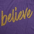 thumbnail image 2 of Womens Believe Script Gold Shimmer Application Cool Inspirational T shirt Womens Graphic Tees, 2 of 7