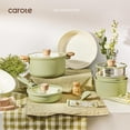 thumbnail image 6 of CAROTE 39-Pieces Ceramic Cookware Set, Nonstick Pots and Pans with Floral Detachable Handles, Induction Compatible, Diswasher Safe, Green, 6 of 11